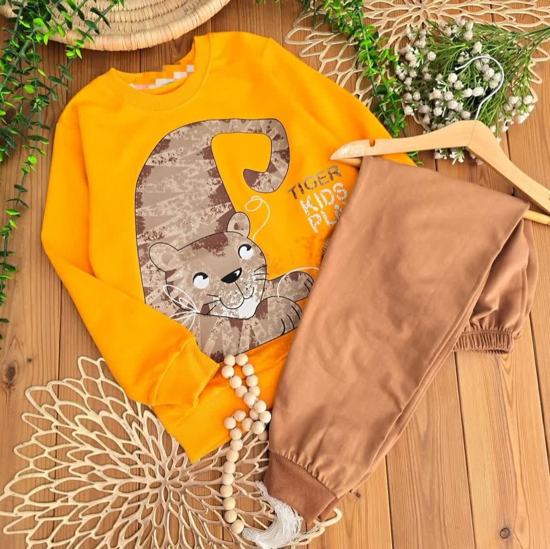 بلوز شلوار طرح پلنگ بازیگوش پسرانه