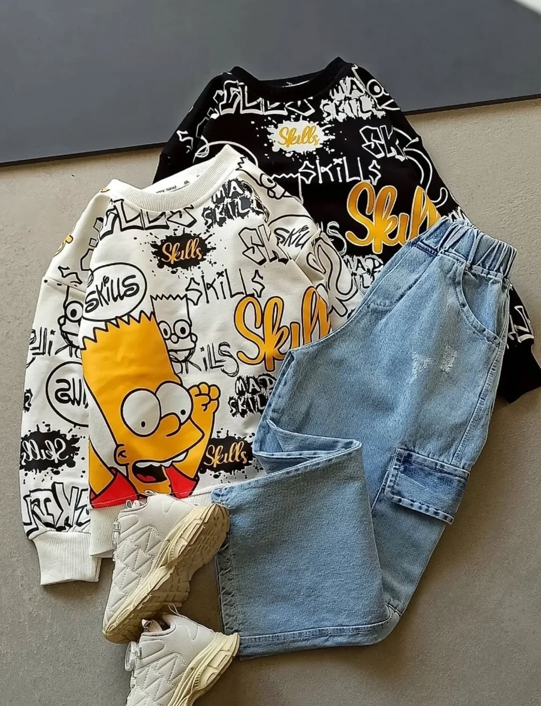 بلوز با شلوار لی طرح سیمپسون ها پسرانه