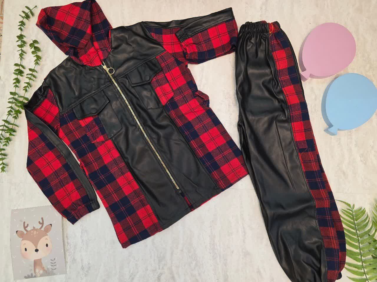 سویشرت شلوار چرم و کشمیر دخترانه