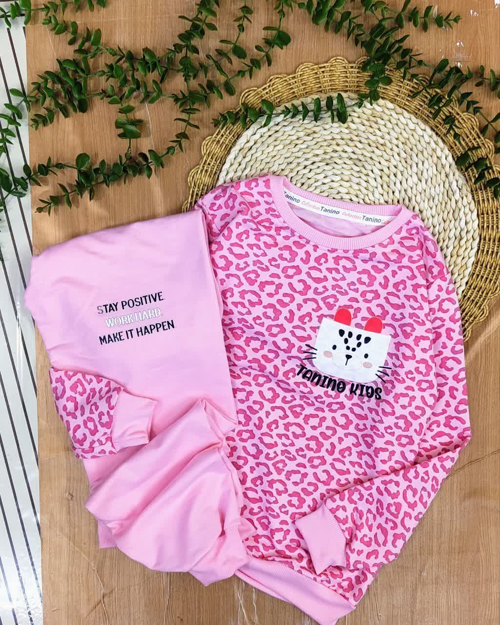 ست بلوز شلوار دخترانه پلنگی گربه کوچولو