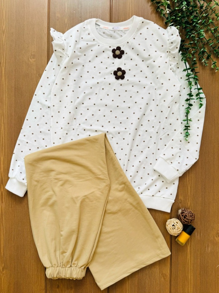 بلوز شلوار دخترانه خال خالی