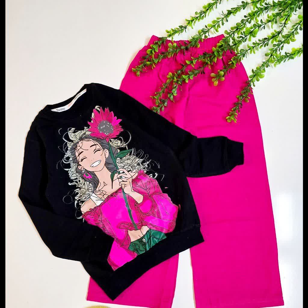 بلوز دورس پنبه با شلوار لنین دخترانه