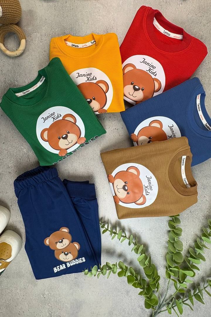 بلوز شلوار پسرانه طرح خرس مهربون