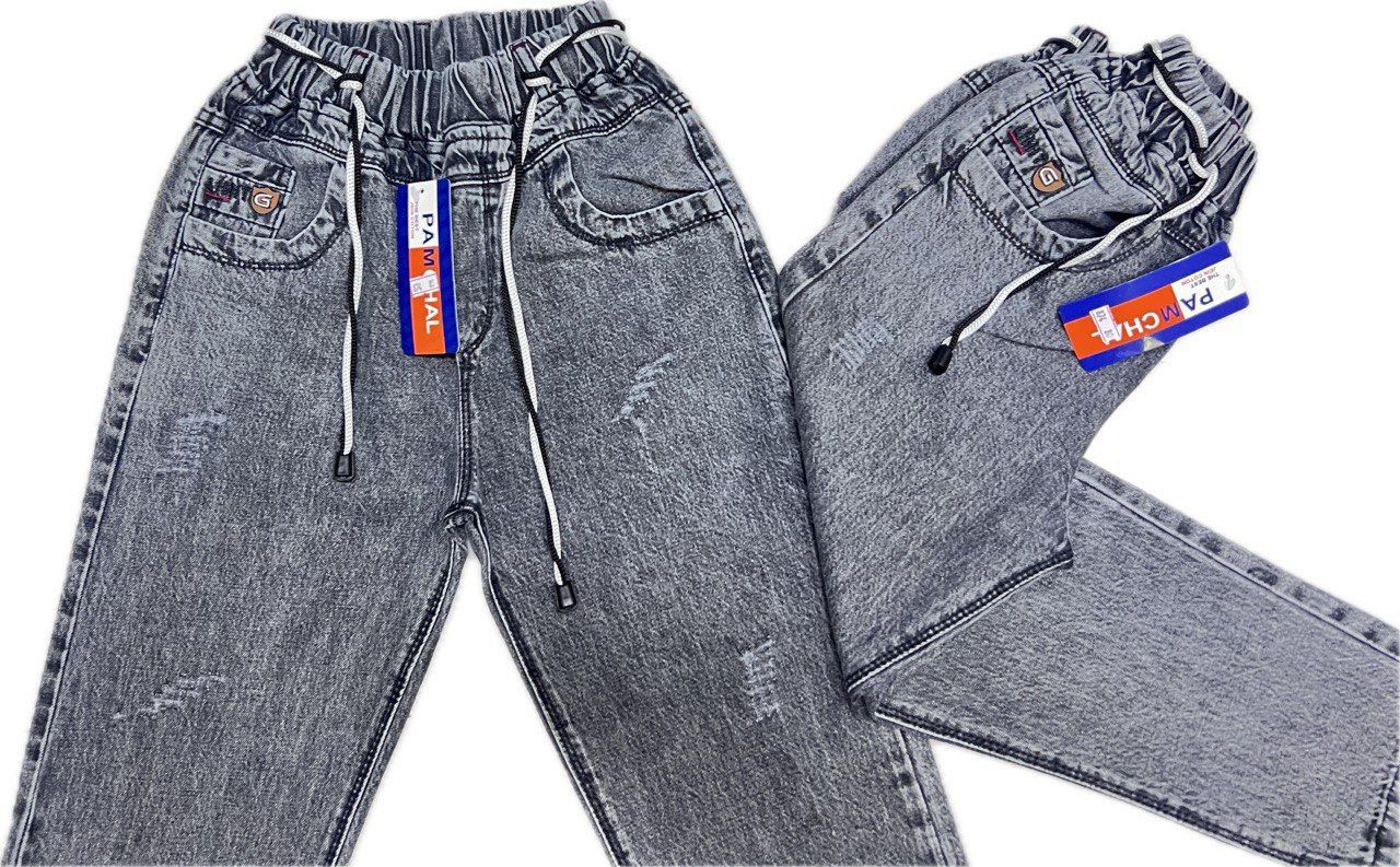 شلوار لی مام فیت سنگ شور زغالی  اسپرت